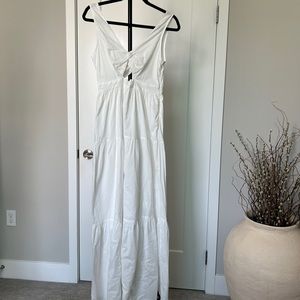 White Maxi Sundress with Tie-Back Detail